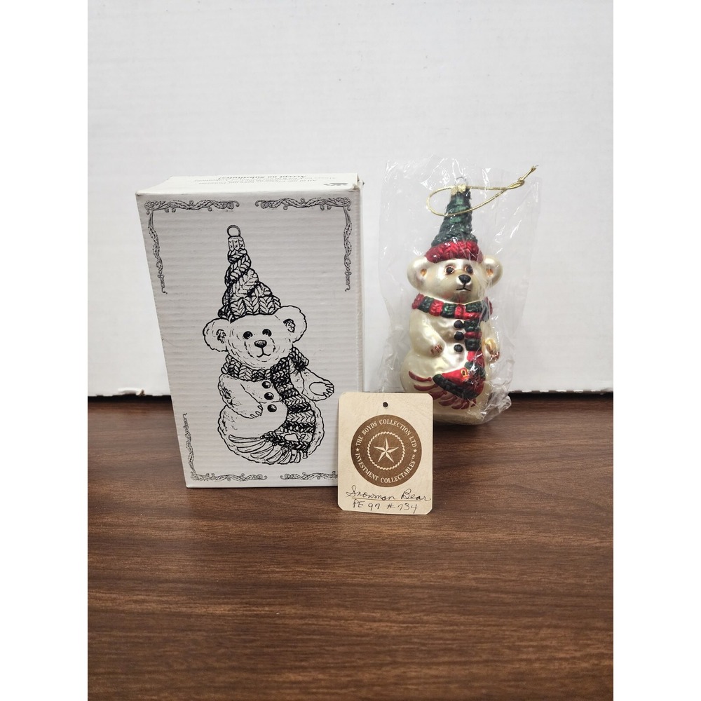 Boyd's Bears Hand Blown Glass Ornament‎ Olaf Snowberry 6.5" Christmas QVC W/Box